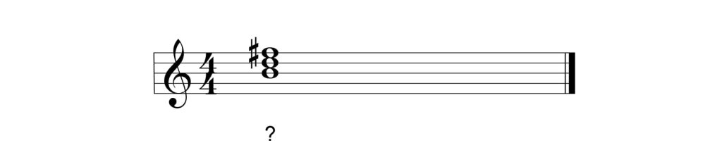 What is the name of this chord? Rely on the spacing of the notes in semitones to determine it as well.
