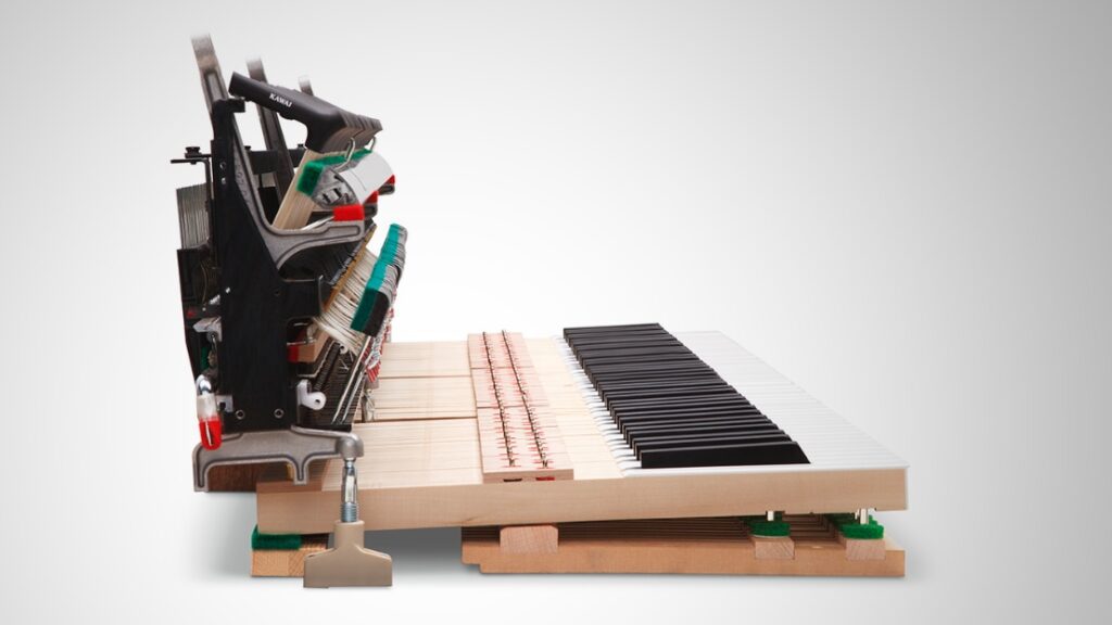 The high-quality keyboard and action of the Novus Upright models. (Image Source: Kawai)