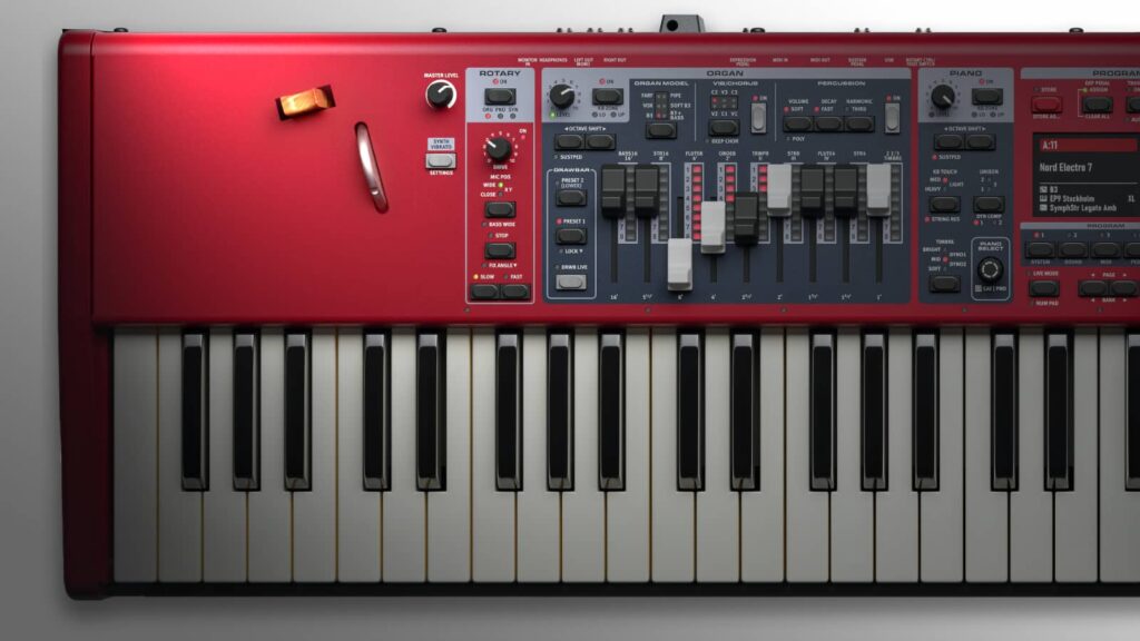 An unusual but welcome update! Shortly after announcing the product, Clavia revealed that they would be adding a wheel and joystick to the Nord Electro 7. (Image Source: Clavia)